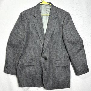 Imperial By Haggar Men’s Gray 100% Wool Houndstooth Sport Jacket Blazer See Desc